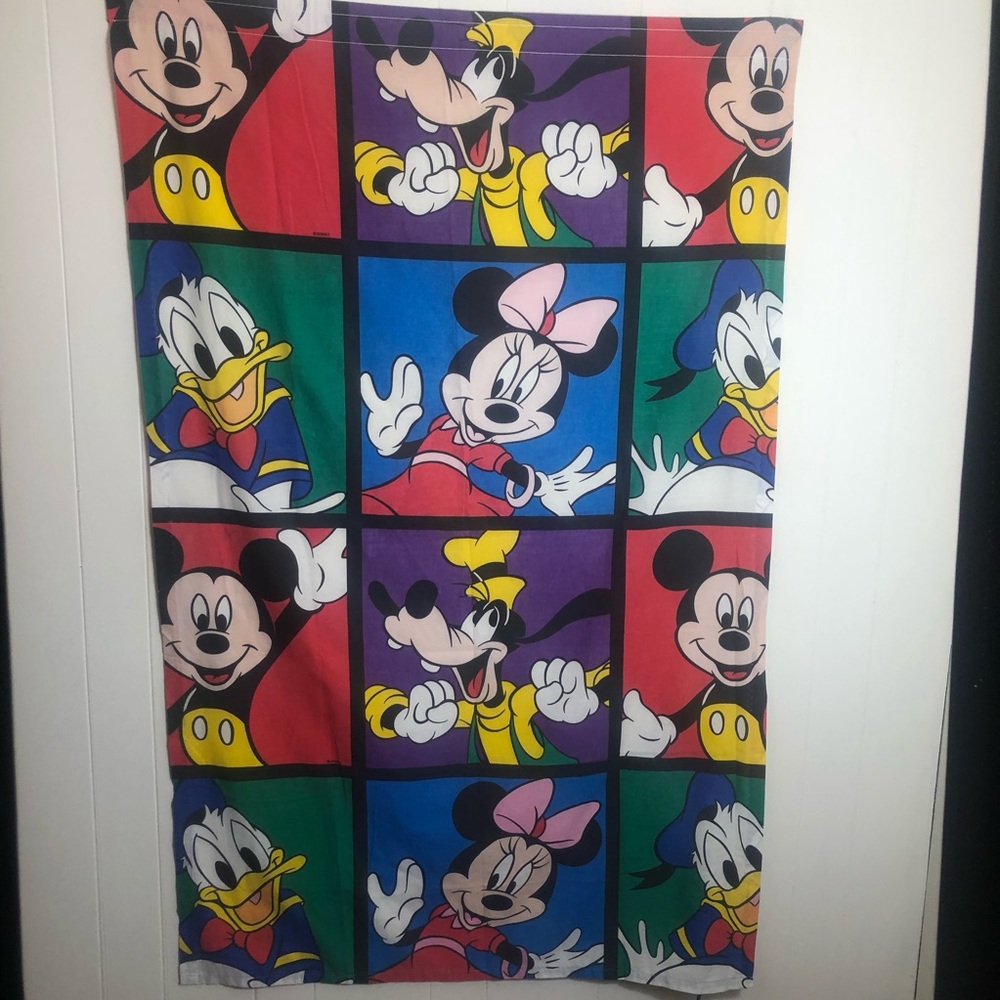Vintage 1990's Disney Mickey Mouse and Friends Twin Flat Sheet